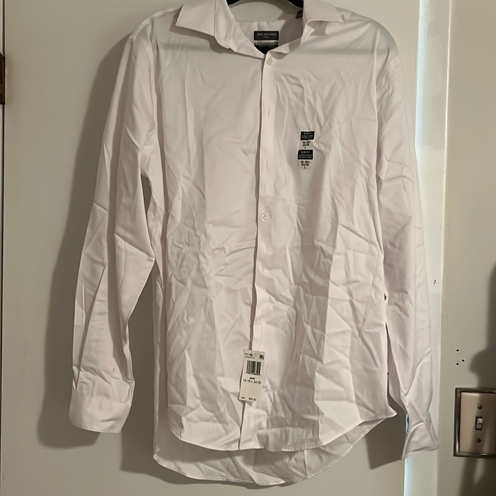 Van Heusen Slim Fit White Button Up 16-16.5 Neck